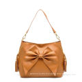Ruffle Camel Colored Cross Shoulder Bags For Women Trendy , Soft Leather Handbag